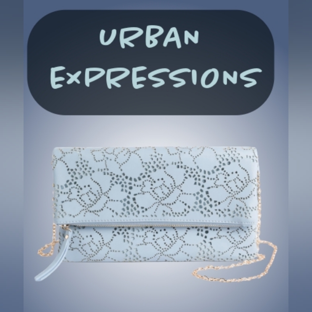 Urban Expressions | Light Blue Clutch with Gold Chain Strap